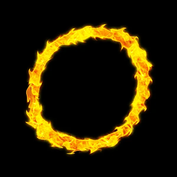 Fire letter O on a black background — Stock Photo, Image