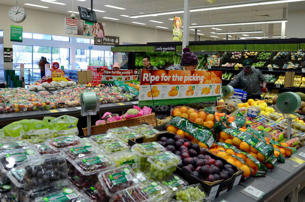 A view of the fruit and vegetable section of a Woolworths  supermarket at Leura in the Blue Mountains of Australia