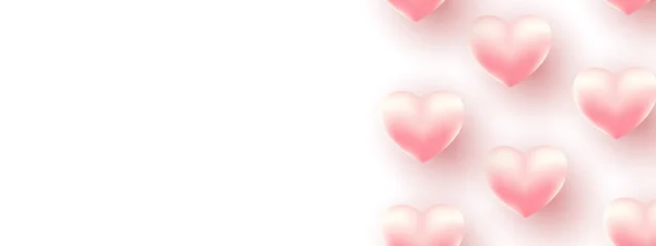 Banner San Valentín Fondo Rosa Con Deseos Feliz Fiesta Estilo — Vector de stock