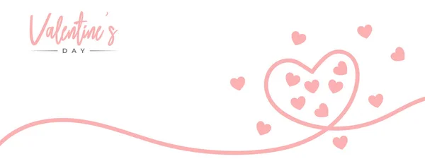 Banner San Valentín Fondo Rosa Con Deseos Feliz Fiesta Estilo — Archivo Imágenes Vectoriales