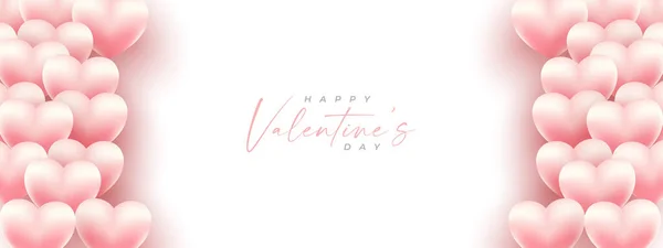 Bannière Saint Valentin Fond Rose Avec Vœux Vacances Heureuses Style — Image vectorielle