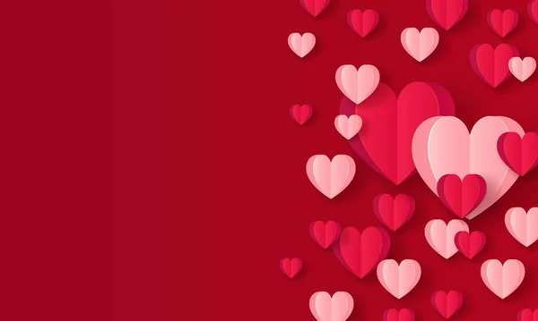 Днем Святого Валентина Праздничный Фон Большим Сердцем Красных Розовых Сердец — стоковый вектор