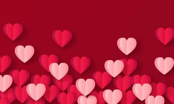 Днем Святого Валентина Праздничный Фон Большим Сердцем Красных Розовых Сердец — стоковый вектор