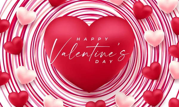 Día San Valentín Corazones Linda Bandera Amor Tarjeta Felicitación Romántica — Archivo Imágenes Vectoriales