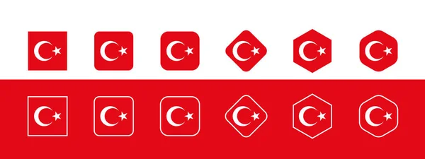 Türkiye Bayrağı Seti Türkiye Ulusal Bayrağı Standart Orantılı Renk Modu — Stok Vektör