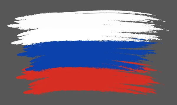 Flacher Russischer Fahnenvektor Nationalflagge Russlands Pinselstil Vektorillustration — Stockvektor