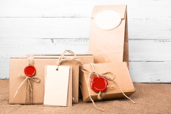 Craft packages or vintage gift boxes — Stock Photo, Image