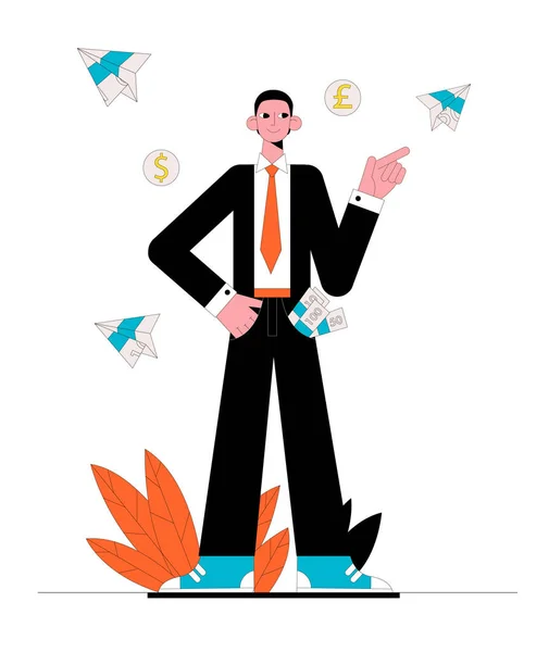 Vector illustration. Business concept. Successful businessman. — Stock Vector