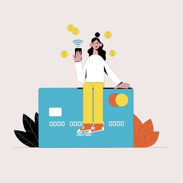 Ilustración vectorial. Concepto de negocio. Compras online. — Vector de stock