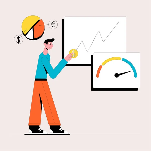 Illustration vectorielle. Concept d'entreprise. Statistiques des taux de change — Image vectorielle