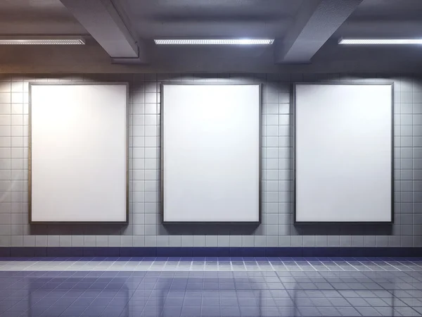 White blank billboard poster indoor — Stock Photo, Image