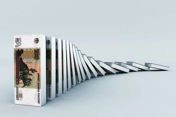 Dinheiro conceito efeito dominó — Fotografia de Stock