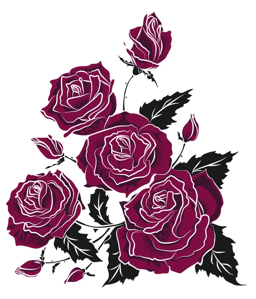Růže kytice tetování skica — Stockový vektor