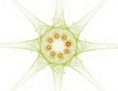 Temel parçacıklar serisi. Nükleer fizik ve grafik tasarımı konularında soyut fraktal formların etkileşimi.