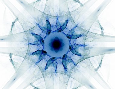 Temel parçacıklar serisi. Nükleer fizik ve grafik tasarımı konularında soyut fraktal formların etkileşimi.