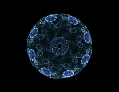 Temel parçacıklar serisi. Nükleer fizik ve grafik tasarımı konularında soyut fraktal formların etkileşimi.