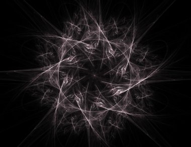 Temel parçacıklar serisi. Nükleer fizik ve grafik tasarımı konularında soyut fraktal formların etkileşimi.