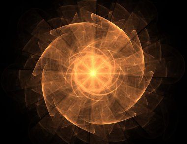 Temel parçacıklar serisi. Nükleer fizik ve grafik tasarımı konularında soyut fraktal formların etkileşimi.