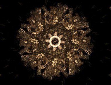 Temel parçacıklar serisi. Nükleer fizik ve grafik tasarımı konularında soyut fraktal formların etkileşimi.