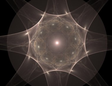 Soyut fraktal desen ve şekiller. Dijital sanat yaratıcı grafik tasarım için. Simetrik fraktal simge siyah arka plan üzerine