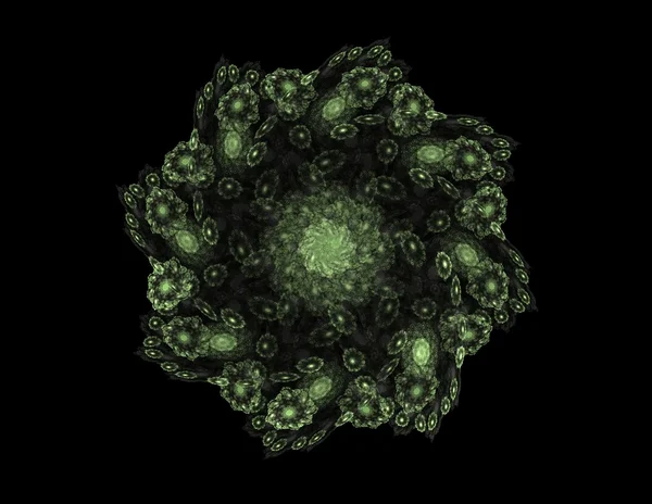 Soyut fraktal desen ve şekiller. Dijital sanat yaratıcı grafik tasarım için. Simetrik fraktal simge siyah arka plan üzerine