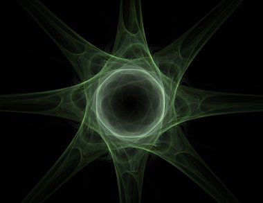 Temel parçacıklar serisi. Nükleer fizik ve grafik tasarımı konularında soyut fraktal formların etkileşimi.