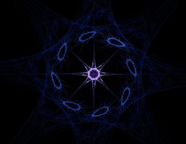 Temel parçacıklar serisi. Nükleer fizik ve grafik tasarımı konularında soyut fraktal formların etkileşimi.