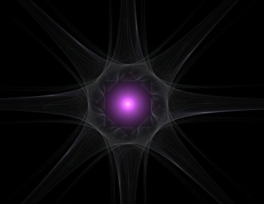 Temel parçacıklar serisi. Nükleer fizik ve grafik tasarımı konularında soyut fraktal formların etkileşimi.