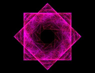 Temel parçacıklar serisi. Nükleer fizik ve grafik tasarımı konularında soyut fraktal formların etkileşimi.