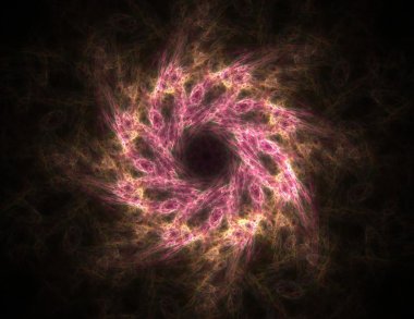 Temel parçacıklar serisi. Nükleer fizik ve grafik tasarımı konularında soyut fraktal formların etkileşimi.