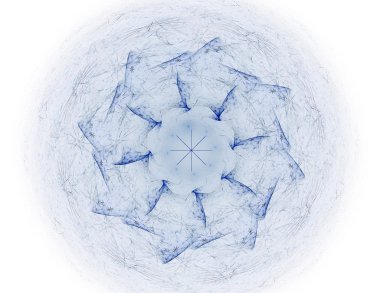 Temel parçacıklar serisi. Nükleer fizik ve grafik tasarımı konularında soyut fraktal formların etkileşimi