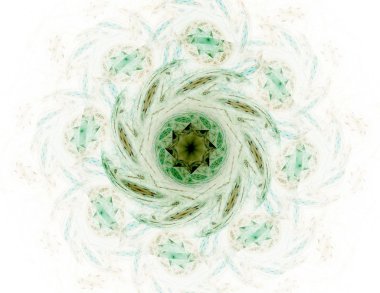 Temel parçacıklar serisi. Nükleer fizik ve grafik tasarımı konularında soyut fraktal formların etkileşimi.