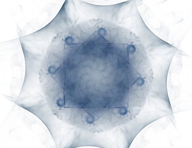 Temel parçacıklar serisi. Nükleer fizik ve grafik tasarımı konularında soyut fraktal formların etkileşimi.