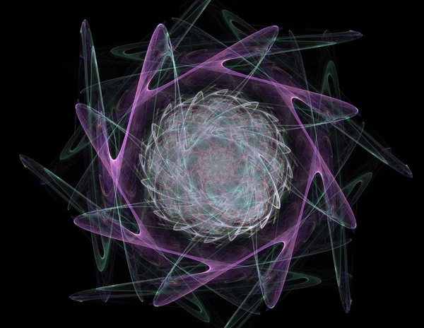 Temel parçacıklar serisi. Nükleer fizik ve grafik tasarımı konularında soyut fraktal formların etkileşimi.