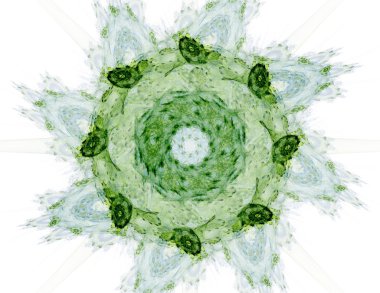 Temel parçacıklar serisi. Nükleer fizik ve grafik tasarımı konularında soyut fraktal formların etkileşimi.