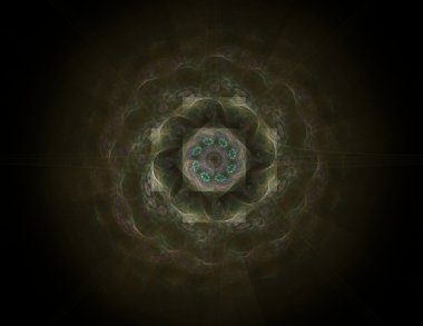 Temel parçacıklar serisi. Nükleer fizik ve grafik tasarımı konularında soyut fraktal formların etkileşimi.