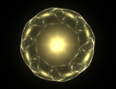 Temel parçacıklar serisi. Nükleer fizik ve grafik tasarımı konularında soyut fraktal formların etkileşimi.