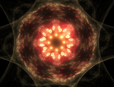 Soyut fraktal desen ve şekiller. Dijital sanat yaratıcı grafik tasarım için. Arka planda simetrik fraktal simgesi.