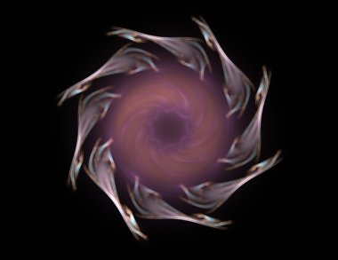 Temel parçacıklar serisi. Nükleer fizik ve grafik tasarımı konularında soyut fraktal formların etkileşimi.