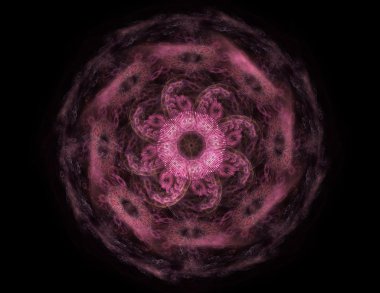 Temel parçacıklar serisi. Nükleer fizik ve grafik tasarımı konularında soyut fraktal formların etkileşimi.