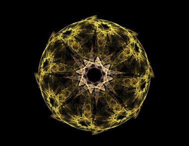 Temel parçacıklar serisi. Nükleer fizik ve grafik tasarımı konularında soyut fraktal formların etkileşimi.