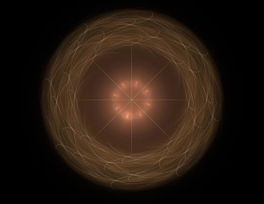 Temel parçacıklar serisi. Nükleer fizik ve grafik tasarımı konularında soyut fraktal formların etkileşimi.