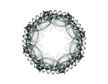 Temel parçacıklar serisi. Nükleer fizik ve grafik tasarımı konularında soyut fraktal formların etkileşimi.