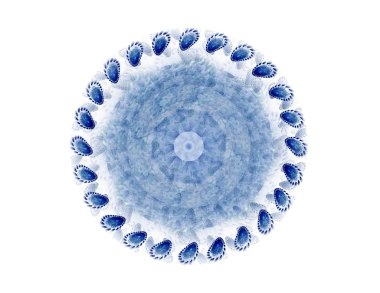 Temel parçacıklar serisi. Nükleer fizik ve grafik tasarımı konularında soyut fraktal formların etkileşimi.