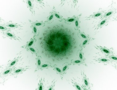 Temel parçacıklar serisi. Nükleer fizik ve grafik tasarımı konularında soyut fraktal formların etkileşimi.