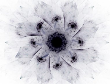 Temel parçacıklar serisi. Nükleer fizik ve grafik tasarımı konularında soyut fraktal formların etkileşimi.