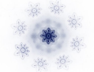 Temel parçacıklar serisi. Nükleer fizik ve grafik tasarımı konularında soyut fraktal formların etkileşimi.
