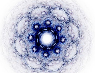 Temel parçacıklar serisi. Nükleer fizik ve grafik tasarımı konularında soyut fraktal formların etkileşimi.
