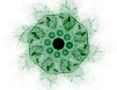 Temel parçacıklar serisi. Nükleer fizik ve grafik tasarımı konularında soyut fraktal formların etkileşimi.