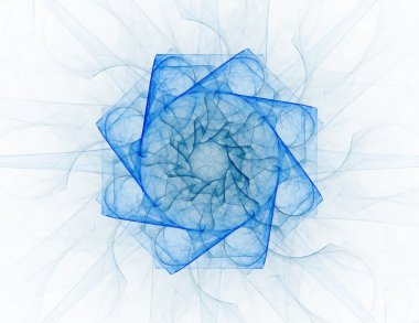 Temel parçacıklar serisi. Nükleer fizik ve grafik tasarımı konularında soyut fraktal formların etkileşimi.